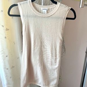 Club Monaco Cream Sleeveless Sweater with Back Tie and Ribbed Pattern